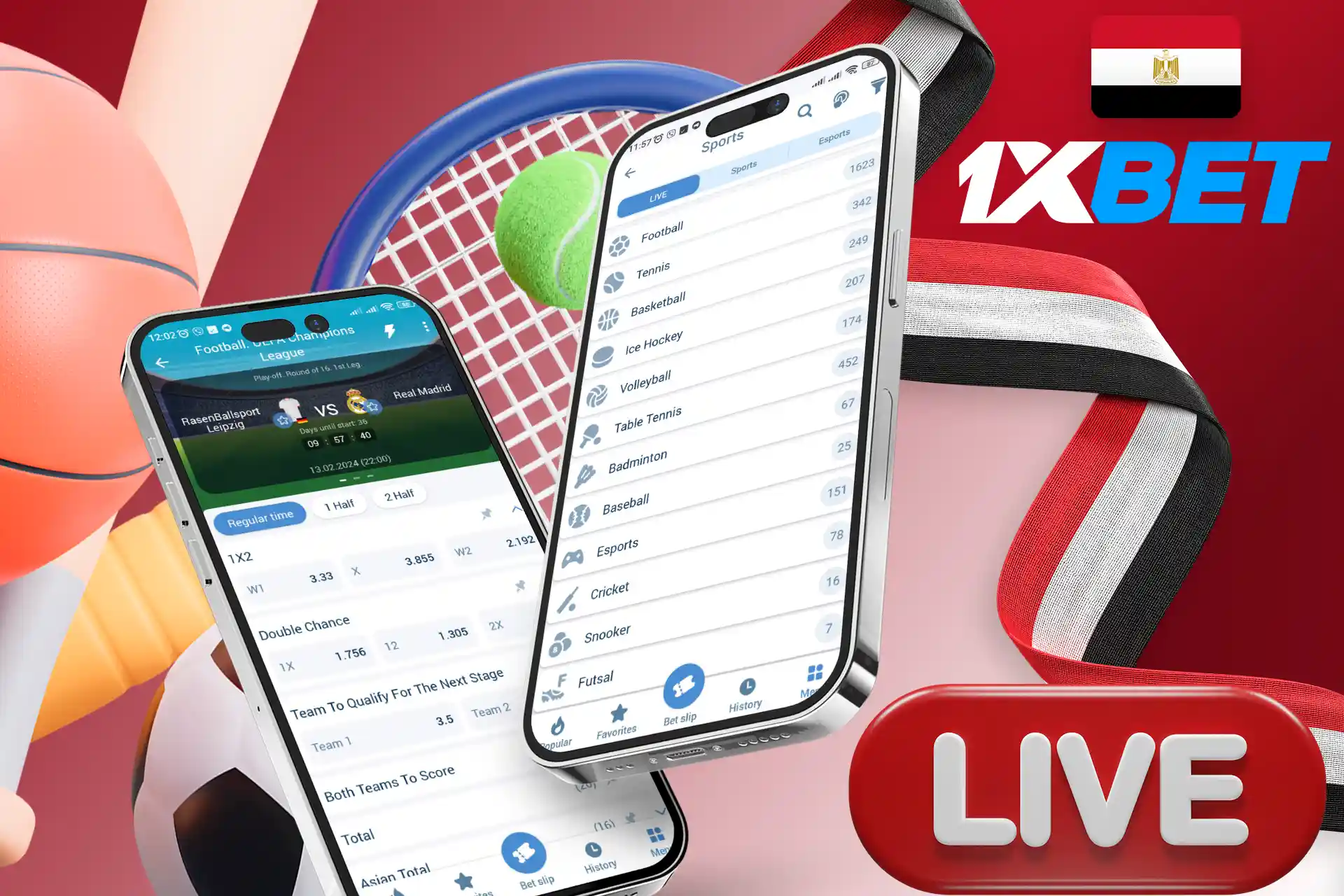 Large selection of live bets